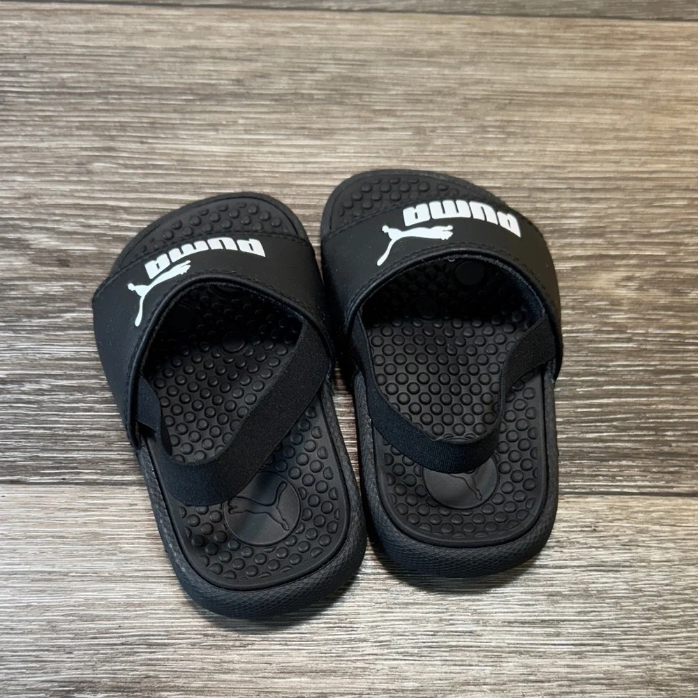 PUMA Unisex Toddler Cool Cat Backstrap Sandal - Black/White, Size 5 C (j170)